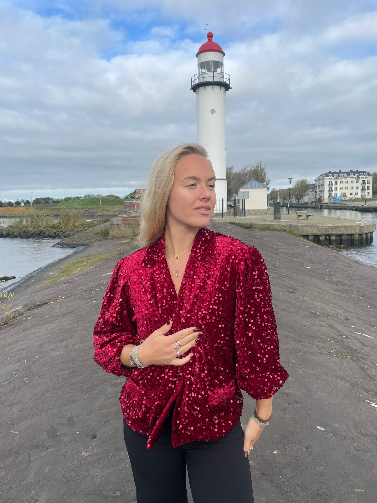 Luna – Luxe Paillette Blazer | Zwart
