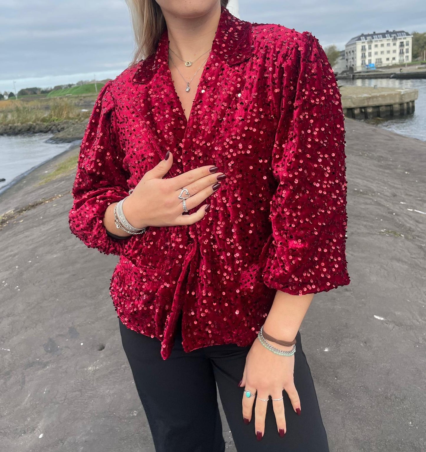 Luna – Luxe Paillette Blazer | Zwart