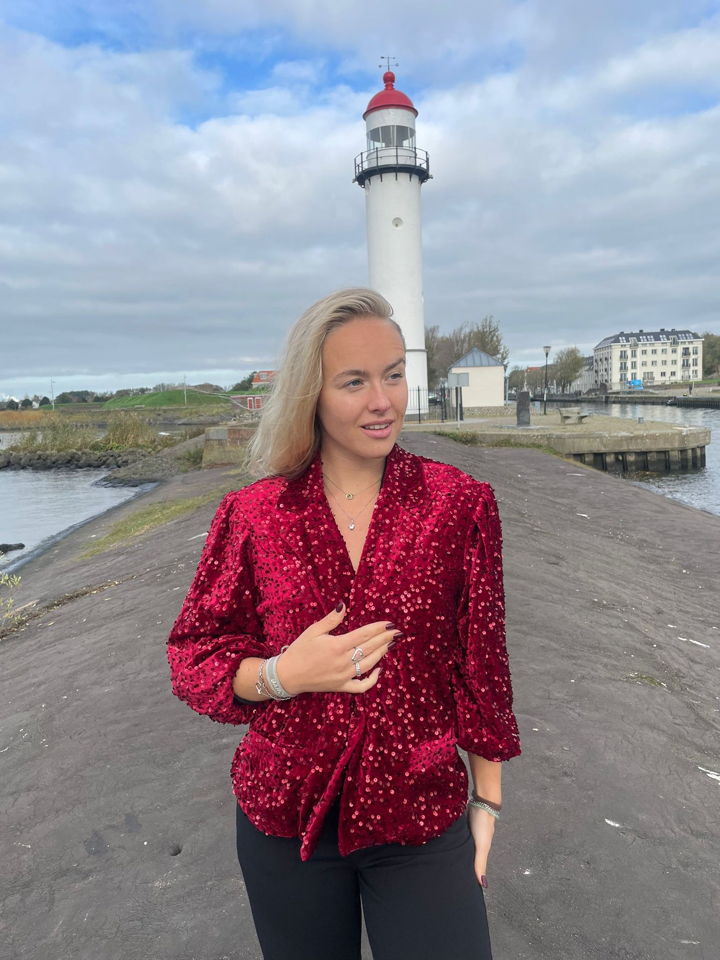 Luna – Luxe Paillette Blazer | Zwart