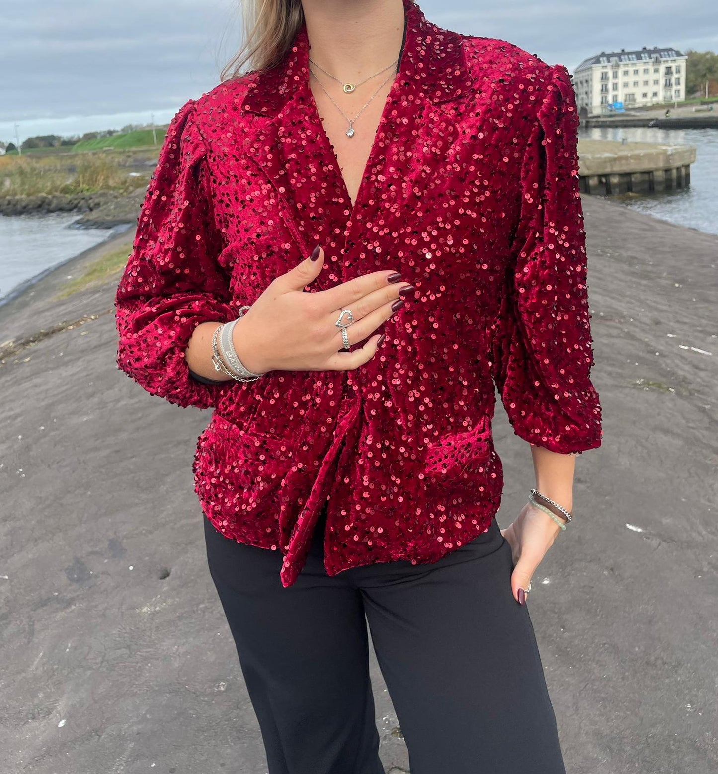 Luna – Luxe Paillette Blazer | Zwart