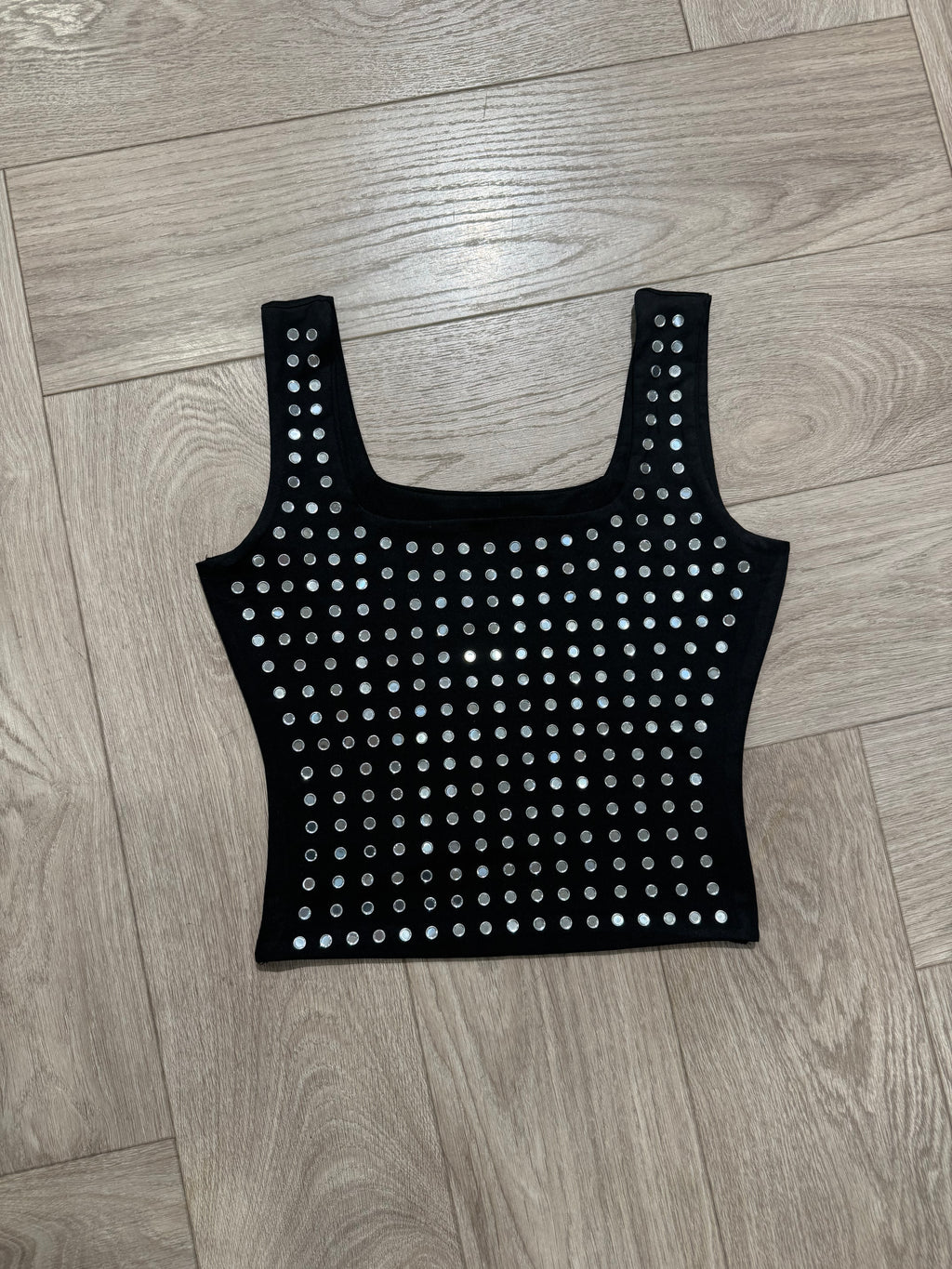 H13559 ZWART METALLIC TANKTOP