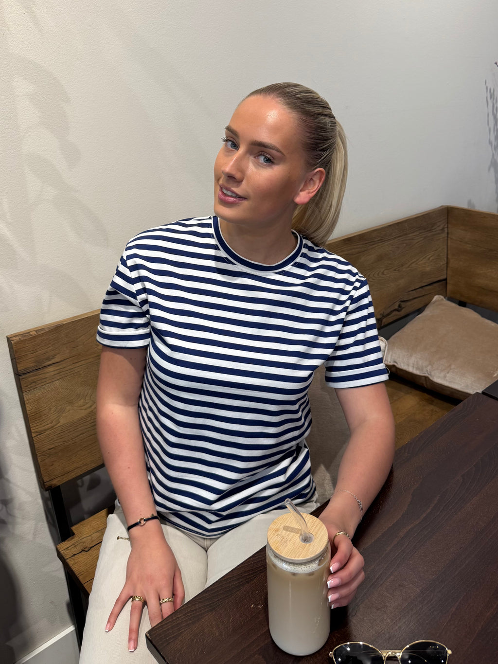 3262 BLAUW/WIT FITTED T-SHIRT