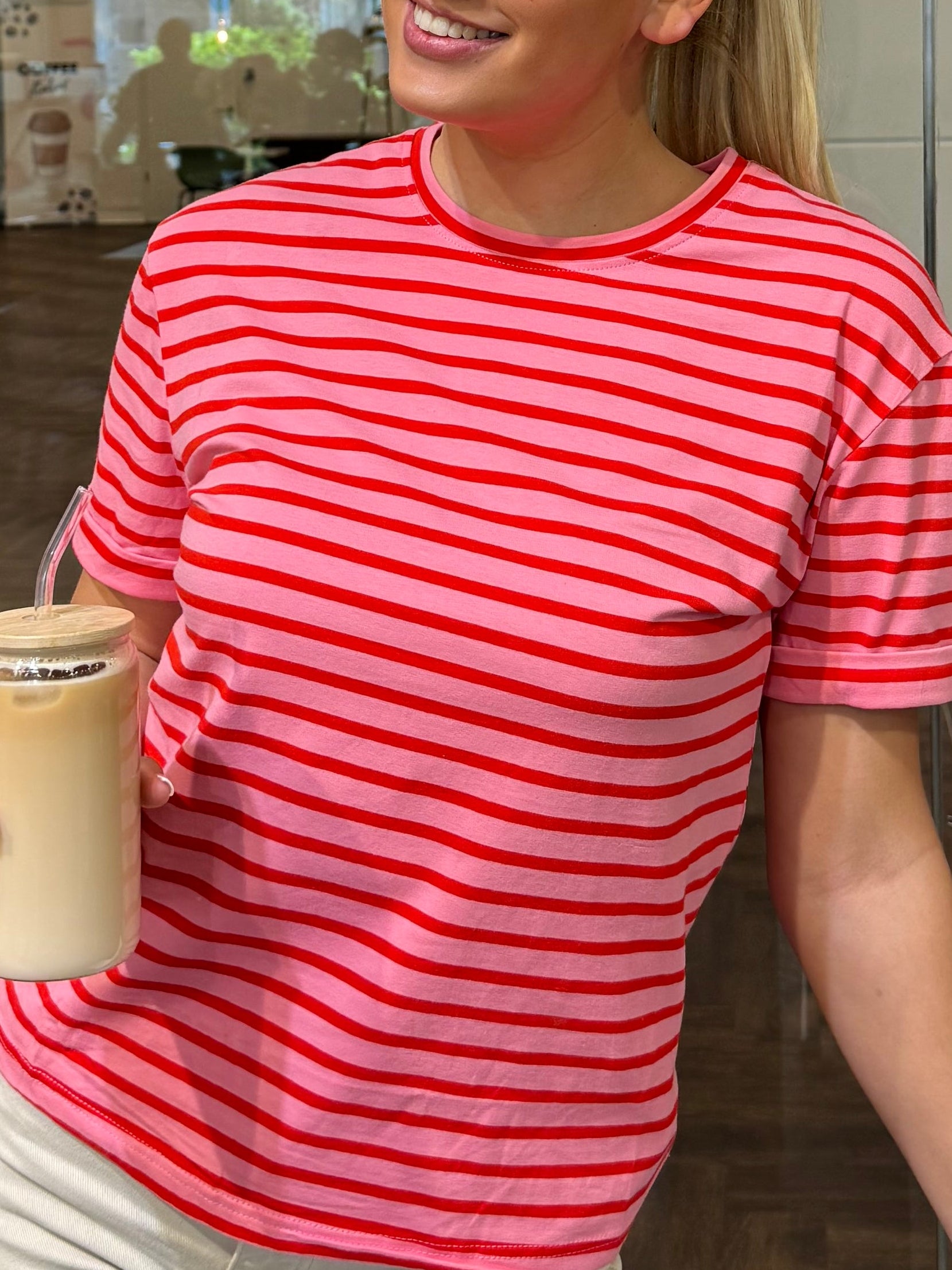 3262 ROZE/ ROOD FITTED T-SHIRT