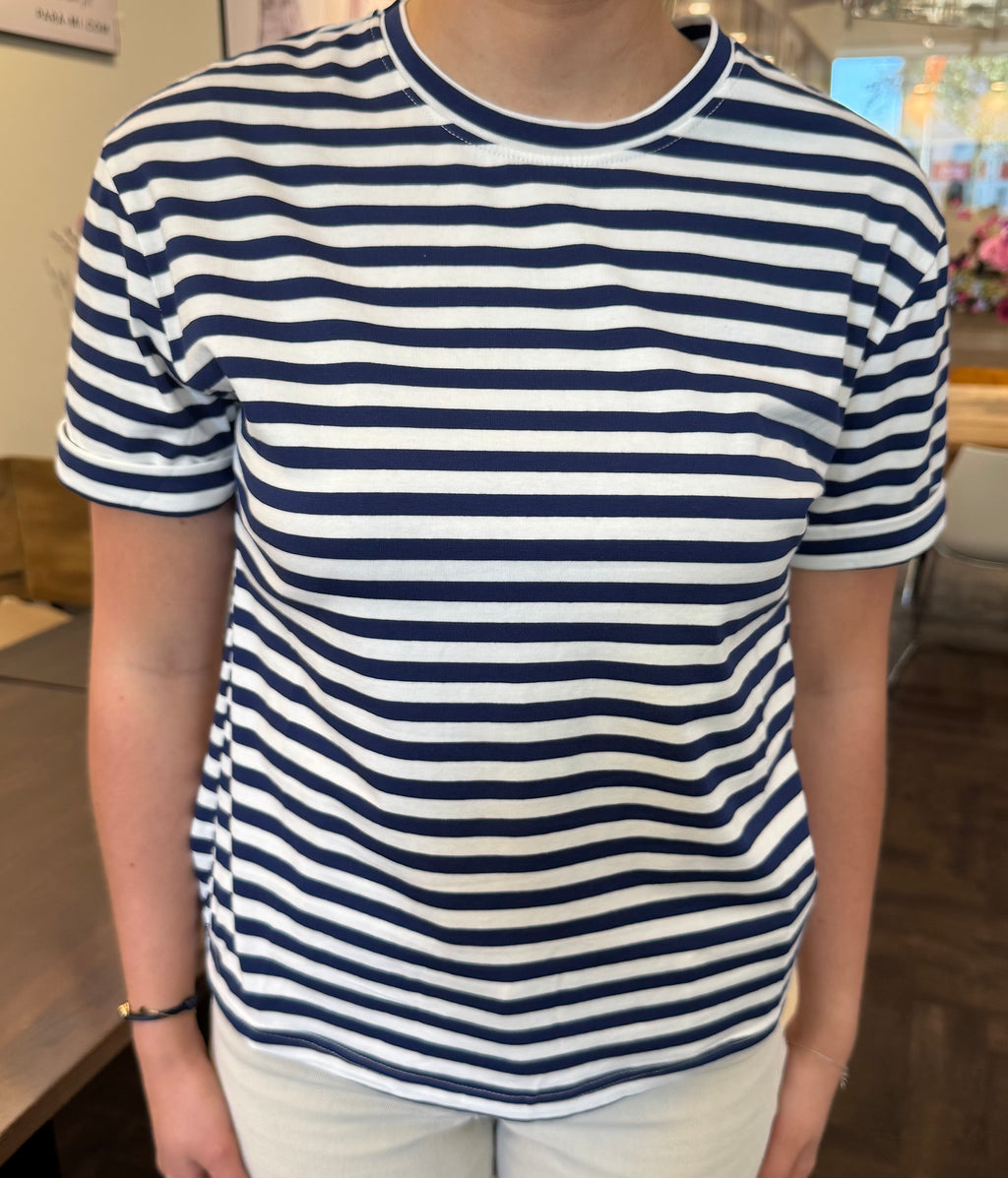 3262 BLAUW/WIT FITTED T-SHIRT