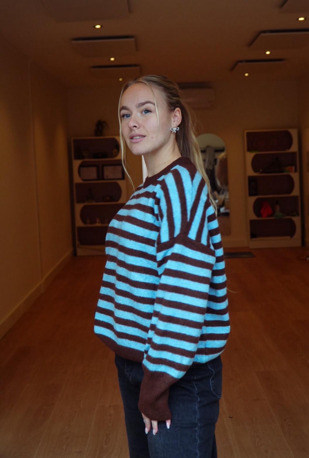 Trui Streepjes Blauw-Choco