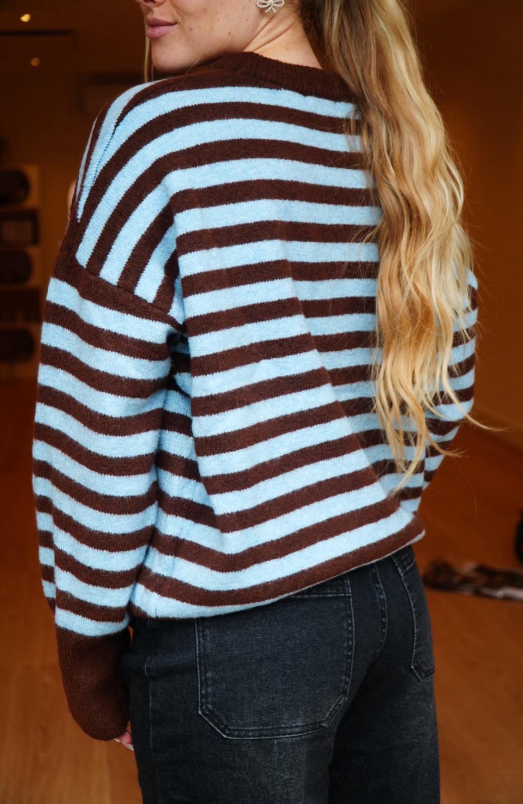 Trui Streepjes Blauw-Choco